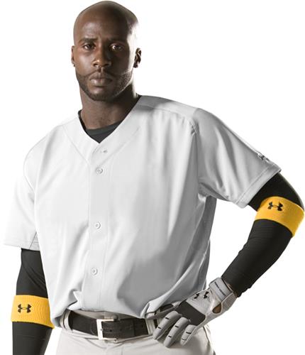 Under Armour Adult (A2XL-Grey), Youth (YM-Black) Full Button Baseball Jersey. Decorated in seven days or less.