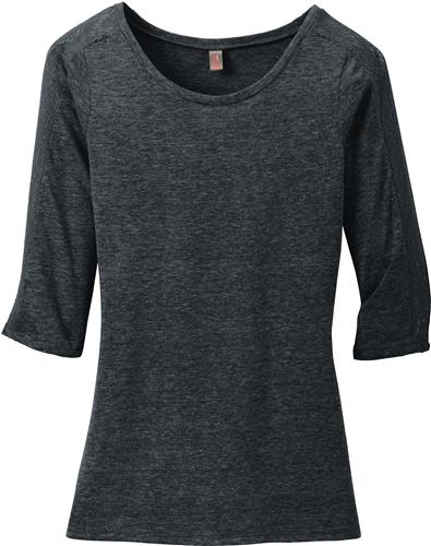 District Made Ladies Tri-Blend Lace 3/4-Sleeve Tee
