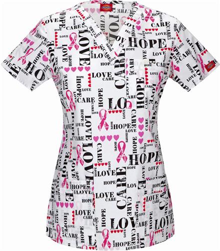 Dickies Breast Cancer Youtility Jr. Fit Scrub Top