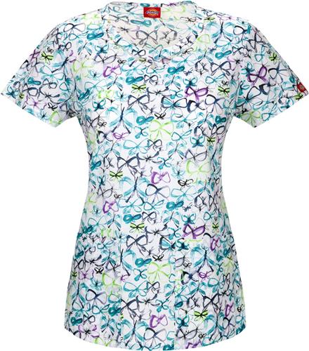 Dickies Butterfly On By Round Neck Scrub Top