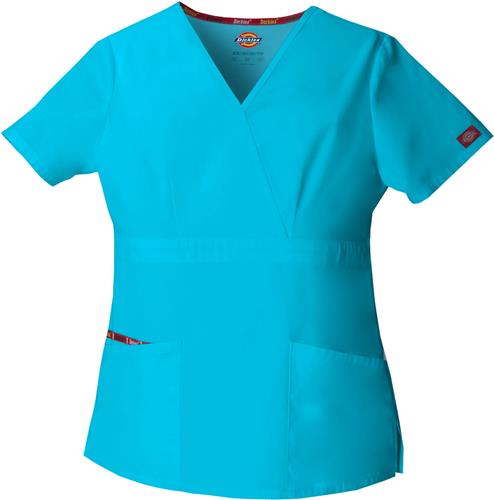 Dickies Womens EDS Signature Mock Wrap Scrub Top. Embroidery is available on this item.
