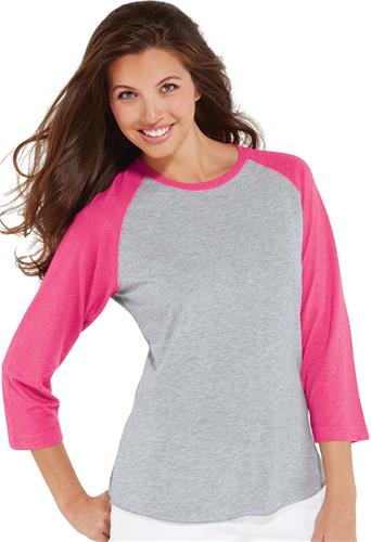 LAT Sportswear Ladies 3/4 Sleeve Baseball Tee. Decorated in seven days or less.