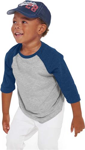 LAT Sportswear Toddler 3/4 Sleeve Baseball Tee. Decorated in seven days or less.