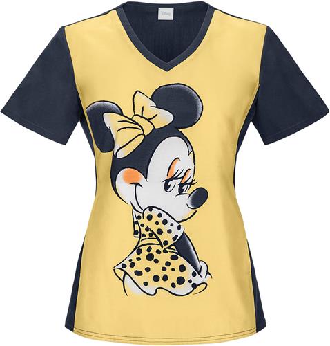 Tooniforms Womens Adorable Minnie V-Neck Scrub Top. Embroidery is available on this item.