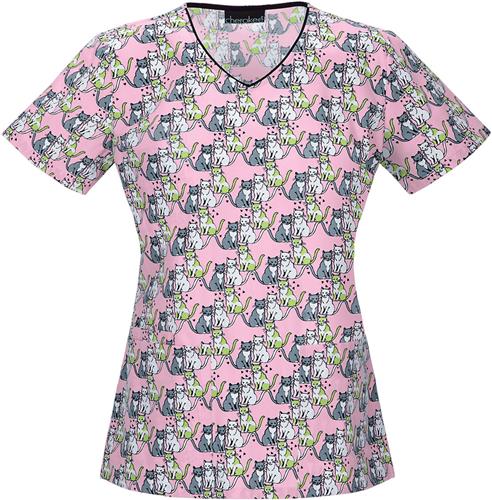 Tooniforms Womens Just Kitten Around Scrub Top. Embroidery is available on this item.