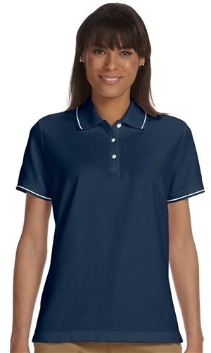 Devon & Jones Ladies Pima Pique S/S Tipped Polo. Printing is available for this item.