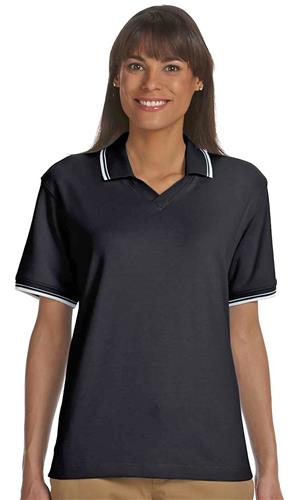 Devon & Jones Lady Tip Perfect Pima Interlock Polo. Printing is available for this item.