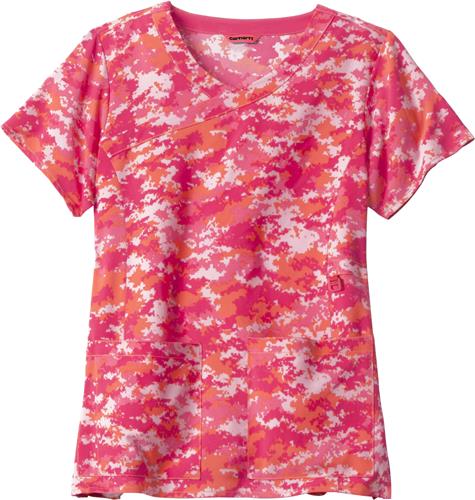 Carhartt Women's Y-Neck Print Scrub Top. Embroidery is available on this item.