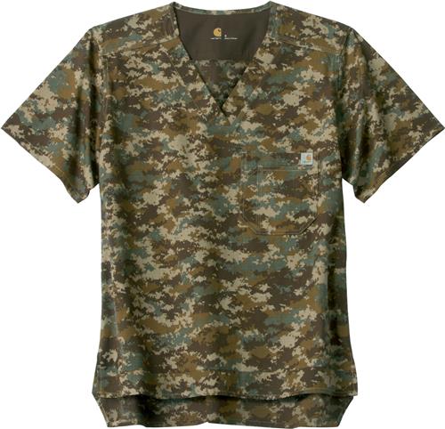 Carhartt Men's Digi Camo Khaki Scrub Top. Embroidery is available on this item.