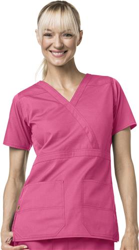 Carhartt Women's Mock Wrap Ripstop Scrub Top. Embroidery is available on this item.