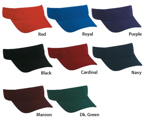 OC Sports Adj Polyester/Spandex 2 1/4" Crown Visor. Embroidery is available on this item.
