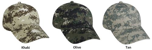 OC Sports Digital Camo Adjustable Wash Cotton Caps. Embroidery is available on this item.