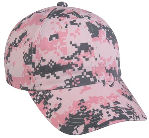 OC Sports Pink Digital Camo Wash Cotton Womens Cap. Embroidery is available on this item.