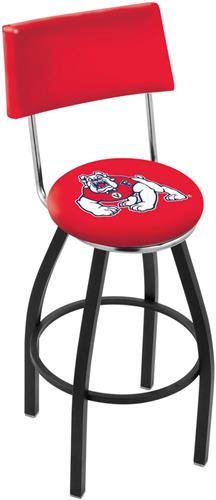 Fresno State Black Wrinkle Swivel Bar Stool w/Back. Free shipping.  Some exclusions apply.