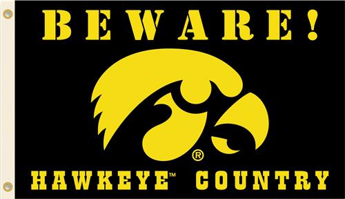 College Iowa Beware Hawkeye Country 3'x5' Flag