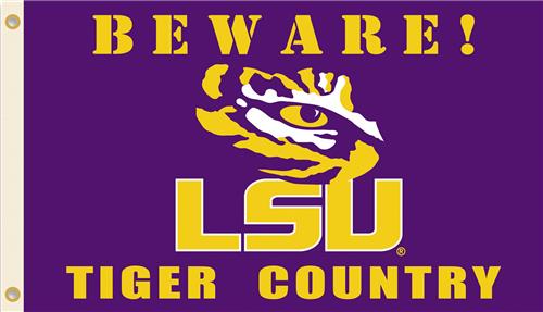 College LSU Beware Tiger Country 3'x5' Flag