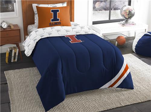 Northwest NCAA Illinois Twin Bed in a Bag Set