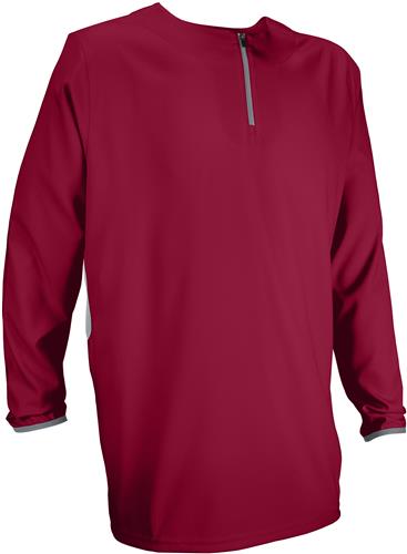 Adult Small Long-Sleeve (Maroon or Dark Green) Baseball Batting Pullover. Decorated in seven days or less.