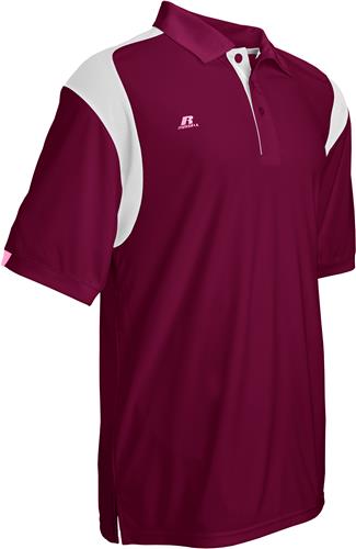 Russell Athletic Mens Team Gamday UV 30+ Polo CO. Embroidery is available on this item.