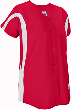 Womens Medium (Maroon/White) Faux Front Pullover Softball Jersey. Decorated in seven days or less.