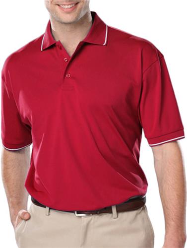 Blue Generation Men's Striped Trim Wicking Polo. Printing is available for this item.