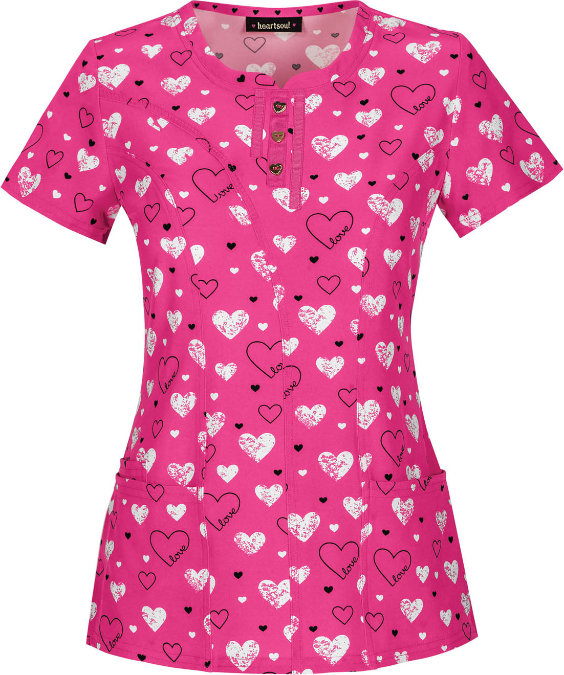 E106055 HeartSoul Round Neck Scrub Top Love U Forever