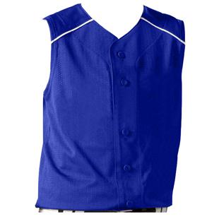 Create a Pinstripe Button Down Warp Knit Sleeveless Baseball Jersey