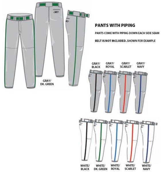 Reebok Poly Pant with Piping Baseball Pants - Baseball Equipment & Gear