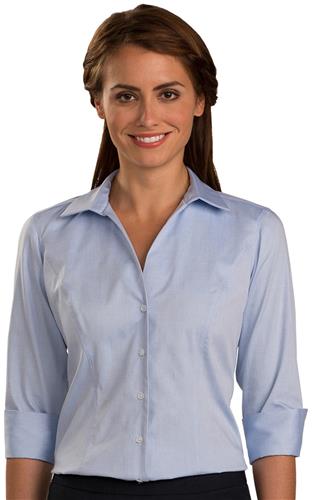 Redwood & Ross Womens 3/4 Sleeve Oxford Blouse. Printing is available for this item.