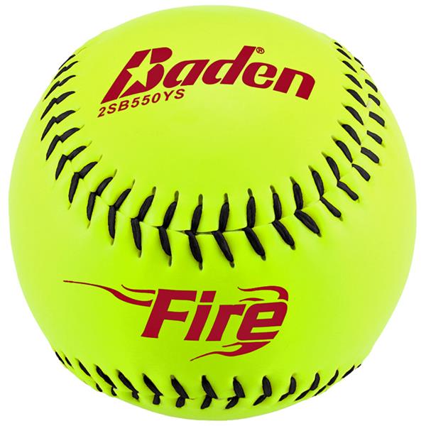 Balles De Softball Baden Fire Slowpitch - Boîte De 12, Jaune, Compression 375, COR 0.44