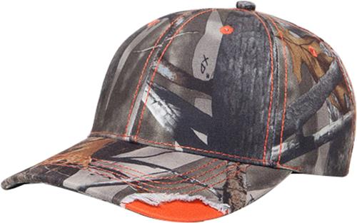 Pacific Headwear Distressed Hunters Camo Caps. Embroidery is available on this item.