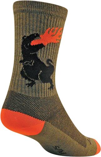 Sockguy Dinosaur Wool 6" Crew Cuff Socks