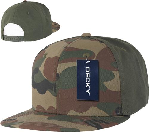 Decky Camo Cotton Snapback Cap. Embroidery is available on this item.