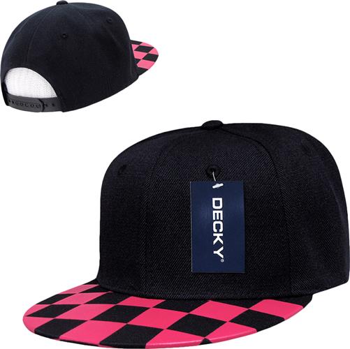 Decky Checkered Bill 6-panel Snapback Caps. Embroidery is available on this item.