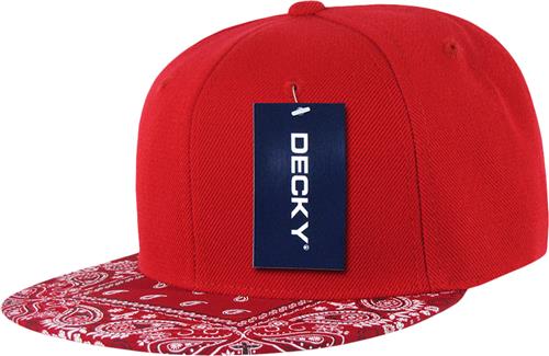 Decky 6 Panel High Profile Structured Bandana Paisley Bill Snapback Cap 1093. Embroidery is available on this item.