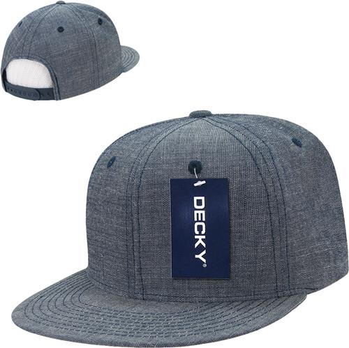 Decky Washed Denim 6-panel Snapback Cap. Embroidery is available on this item.