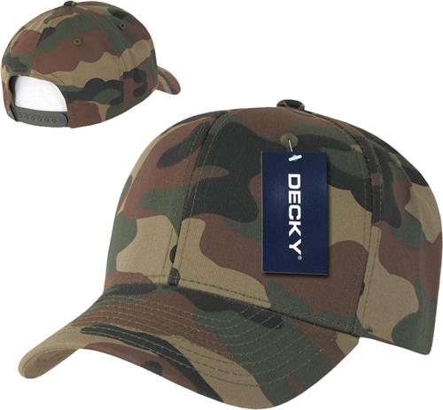 Decky Camo Curve Bill 6-panel Baseball Caps. Embroidery is available on this item.