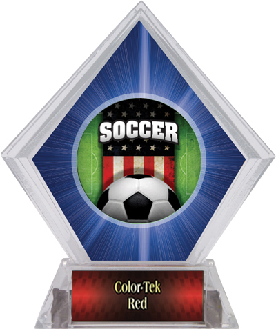 Awards Patriot Soccer Blue Diamond Ice Trophy. Personalization is available on this item.