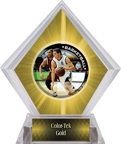P.R. Male Basketball Yellow Diamond Ice Trophy. Personalization is available on this item.