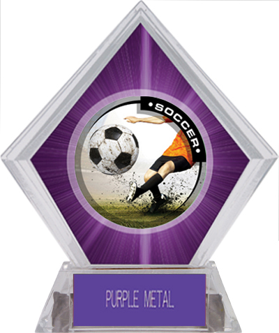 Awards P.R. Male Soccer Purple Diamond Ice Trophy. Engraving is available on this item.