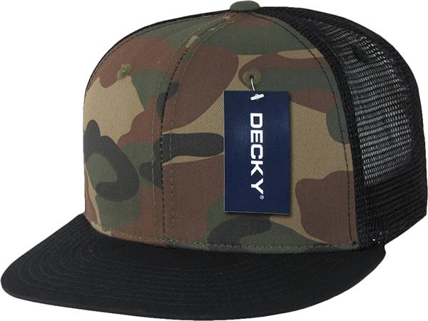 Decky Cotton Flat Bill Trucker Caps. Embroidery is available on this item.