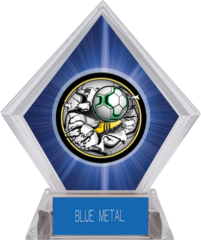Awards Bust-Out Soccer Blue Diamond Ice Trophy. Engraving is available on this item.