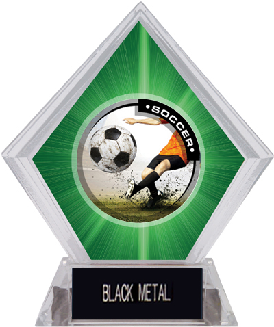 P.R. Male Soccer Green Diamond Ice Trophy. Engraving is available on this item.