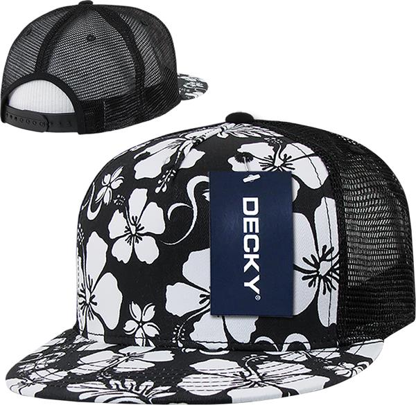 TOP HEADWEAR Floral Print Trucker Hat - Adjustable Snapback, Flat Bill, Mesh Back, One Size Fits Most - View #3