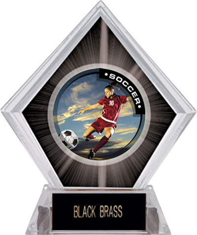Awards P.R. Female Soccer Black Diamond Ice Trophy. Engraving is available on this item.