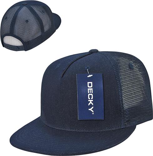 Decky Denim 5-panel Trucker Caps. Embroidery is available on this item.