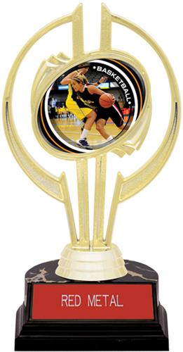 Gold Hurricane 7" P.R. Female Basketball Trophy. Engraving is available on this item.