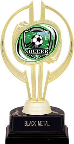 Awards Gold Hurricane 7" Shield Soccer Trophy. Engraving is available on this item.