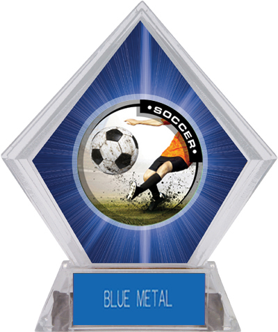 Awards P.R. Male Soccer Blue Diamond Ice Trophy. Engraving is available on this item.