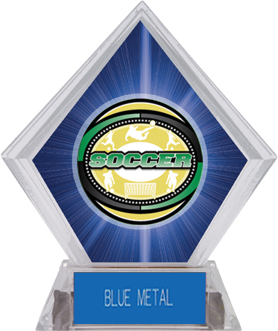 Awards Classic Soccer Blue Diamond Ice Trophy. Engraving is available on this item.